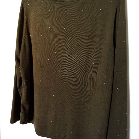 CHICO"S Sweater Women's knitted dark green long sleeve cardigan size 2 - Picture 6 of 14